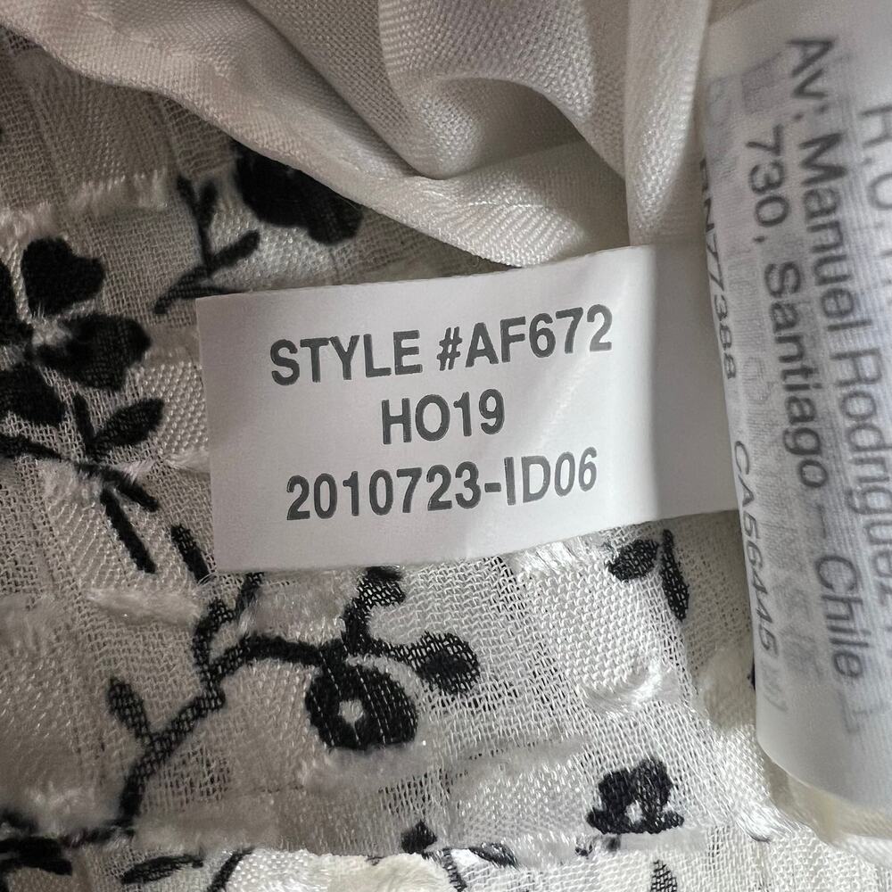 Madewell Women's Peplum Blouse Black and White Ditsy Floral Print Airy Size XL - Picture 16 of 16